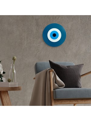 Ennea Art Minimalist Göl Ormanı Nazar Boncuğu El Yapımı Ahşap Büyük Nazarlık 25 cm Hediyelik Eşya