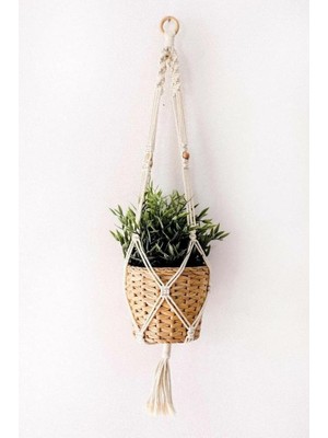 Floral Macrame Design  Sarmal Düğümlü Boncuklu Makrome Saksılık