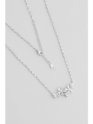 So CHIC Büyülü Çiçek 18 Ayar Beyaz Altın Kaplama 45 Cm Gümüş Kolye