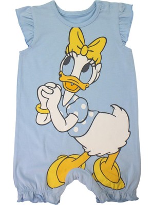 George Disney Daisy Duck %100 Pamuk Fırfırlı Mavi Romper / Tulum