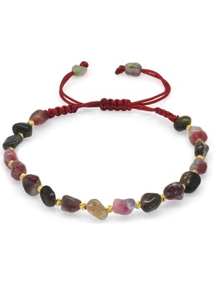 Tesbihname Makrome Örgülü Naturel Kesim Turmalin Doğaltaş Kadın Bileklik