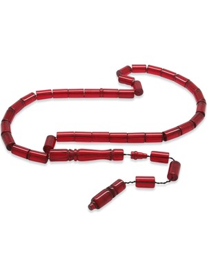 Gümüş Hediye Al Sistemli Her Bir Tanesi Usta Işçilikli Kesme Kesim Kırmızı Ateş Kehribar Tesbih