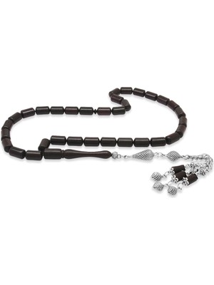 Gümüş Hediye Al Telkari Tasarım Gurmet Zincirli Kararmaz Metal Püsküllü Kapsül Kesim Abanoz Ağacı Tesbih