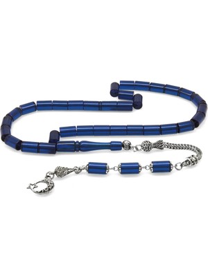 Ergenekon Aksesuar Kararmaz Metal Püsküllü Kesme Kesim Mavi Ateş Kehribar Tesbih