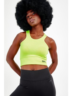 Maraton Active SlimFit Kadın Bisiklet Yaka  Kolsuz Gym Neon Sarı Bra 17499