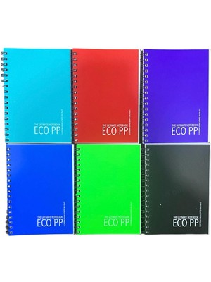 Gıpta Eco Pp Spiralli Pp Kapak Defter A6 Cep Boy 60 Yp. 6 Adet  Kareli