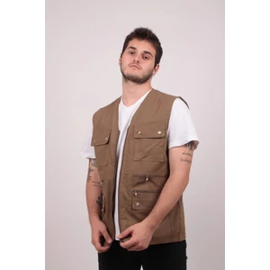 Gambia Outdoor's Erkek Tümrenkler Yazlık Kumaş Avcı Yelek Çok Cepli Baba Büyük Beden Rahat Battal