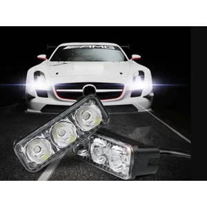 Teknoclub Araba Gündüz Ledi - 2x3 Power Ledli - 9W - 12V LED Yüksek Güç Gündüz Farları, su Geçirmez