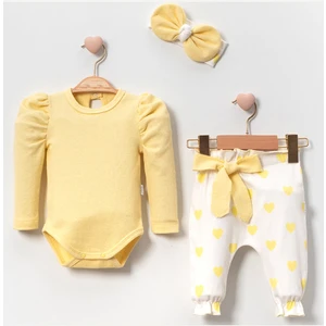 Mini Cayzen Karpuz Kol'lu Saç Bandanalı Kalpli 3'lü Kız Bebek Takım