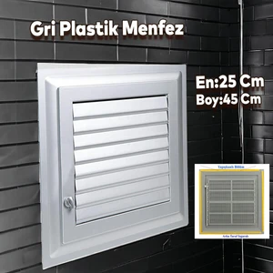 Menfez Banyo Wc Tuvalet Depo Havalandırma Plastik Panjur Gri 25X45 cm