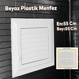 Menfez Banyo Wc Tuvalet Depo Havalandırma Plastik Panjur Beyaz 55X55 cm
