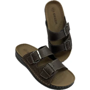 Kafkaslar Iki Tokalı Içi Deri Tam Ortopedik Dikişli Erkek Baba Terliği