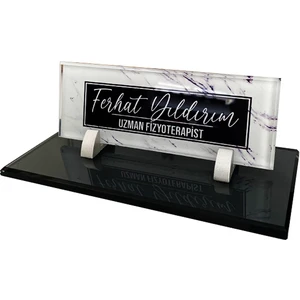 Mert Kristal Uv Baskılı Masa Isimliği, Büro Ofis Makam Hediyesi, Masaüstü Isimlik