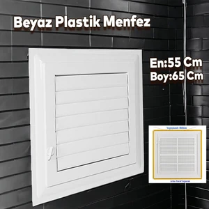 Menfez Banyo Wc Tuvalet Depo Havalandırma Plastik Panjur Beyaz 55X65 cm