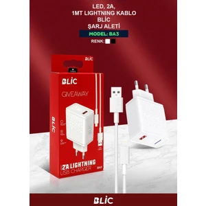 2A, LED Işıklı 1mt Lightningkablo Şarj Aletı