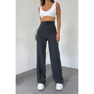 Sun Victoria Kadın Antrasit Palazzo Fitilli Bol Paça Kaşkorse Eşofman Atlı