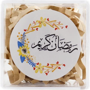Repro Design Ramadan Mübarek Baskılı Yapışkanlı 4 cm Yuvarlak Etiket 24 Adet, Ramazan Bayramı Etiketi