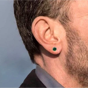 6mm Yeşil Zirkon Taşlı Mıknatıslı Küpe 1 Çift Kulak Manyetik Mıknatıs Büyük Hızma