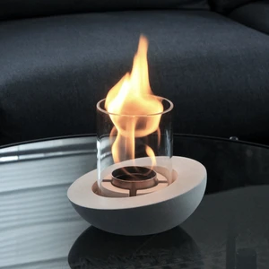 Pure-Fire V.4 Gri Masaüstü Bioethanol Şömine – Isıya Dayanıklı Beton, Taşınabilir, Kokusuz ve İs Yapmayan Tasarım