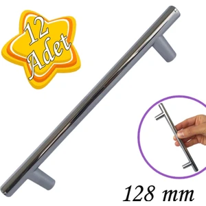 12 Adet Boy Kulp Krom 128 mm Kulp Mobilya Mutfak Dolabı Çekmece Dolap Kapak Kulpu Kulbu Metal Kulpları