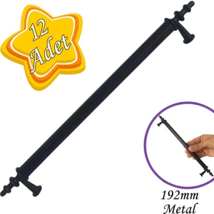 12 Adet Erciyes Kulp Siyah 192 mm Kulp Mobilya Mutfak Dolabı Çekmece Dolap Kapak Kulpu Kulbu Metal Kulpları