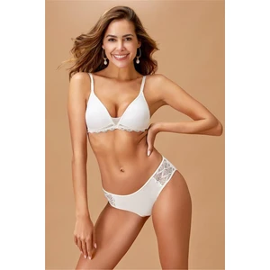 4437 Destekli Sütyen Külot Takım-Ekru