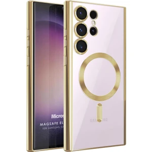 Samsung Galaxy S24 Ultra Kılıf Magsafe Luxury Electroplate Gold