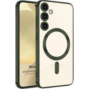 Samsung Galaxy S24 Kılıf Magsafe Luxury Electroplate Koyu Yeşil
