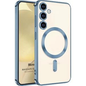 Samsung Galaxy S24 Plus Kılıf Magsafe Luxury Electroplate Sierra Mavisi