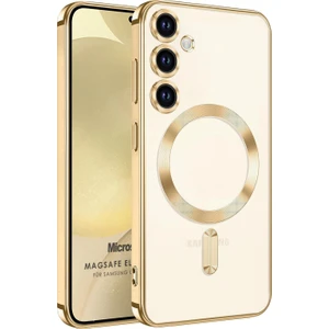 Samsung Galaxy S24 Plus Kılıf Magsafe Luxury Electroplate Gold