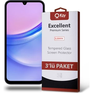 Kzy Samsung Galaxy A15 ile Uyumlu Temperli Ekran Koruyucu Kırılmaz Cam Ekonomik 3'lü Paket