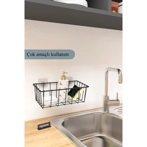 Asılabilir Yapışkanlı Sepet Mutfak Düzenleyici Banyo Rafı Çok Amaçlı Organizer
