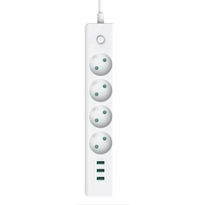 Termal Akım Korumalı Uzatmalı 4 x Priz, 3 x Usb, 2 mt Kablo Uzunluğu 10A, 2500W, Akım Korumalı Priz