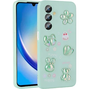 Samsung Galaxy A14 5g Uyumlu Kılıf Renkli Kabartma Figürlü Parlak Telefon Kılıfı Kapak