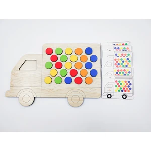 Montessori Eğitici Ahşap Strateji ve Dikkat Geliştirme, Renk Eşleştirme (Kamyon) + 25 Oyun Kartı