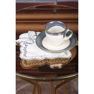 Bonny Home Kelebek Gümüş 6'lı Kokteyl Sunum Peçetesi Nakış Işlemeli Kahve Sunumluk Peçete