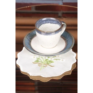 Bonny Home Papatya Krem 6'lı Kokteyl Sunum Peçetesi Nakış Işlemeli Kahve Sunumluk Peçete