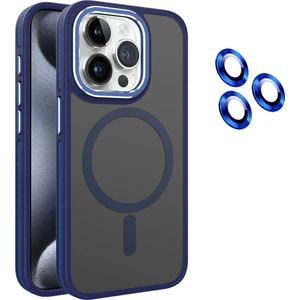 iPhone 15 Pro Max Uyumlu Kılıf + Lens Koruyucu Magsafe Şarj Özellikli Çift Renkli Arkası Sararmaz Mat