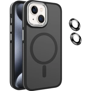 iPhone 15 Uyumlu Kılıf + Lens Koruyucu Magsafe Şarj Özellikli Çift Renkli Arkası Sararmaz Mat