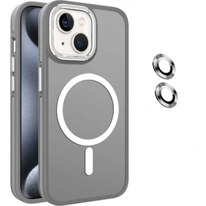 iPhone 15 Uyumlu Kılıf + Lens Koruyucu Magsafe Şarj Özellikli Çift Renkli Arkası Sararmaz Mat