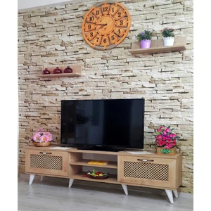 Mobilya Sepeti (MS 50) Tv Ünitesi Dolabı,Raflı,Seperatörlü Meşe
