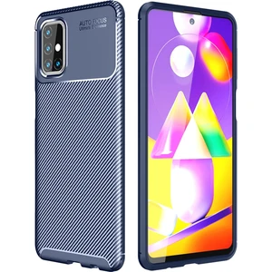 Samsung Galaxy M31S Kılıf Focus Karbon Silikon - Lacivert