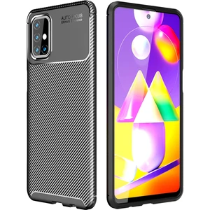 Samsung Galaxy M31S Kılıf Focus Karbon Silikon - Siyah