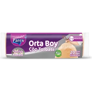 Büzgülü Vanilya Kokulu Çöp Poşeti Orta Boy 55 x 60 cm 12 Paket