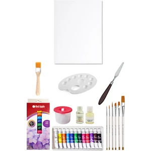 Nova Color Tüp Yağlı Boya Seti 12 ml 12'li 35X50 Tuval Seti Metal Spatül Zemin Fırça Resim Paleti