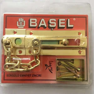 Başel Sürgülü Çelik Kapı Emniyet Zinciri Sarı Renk