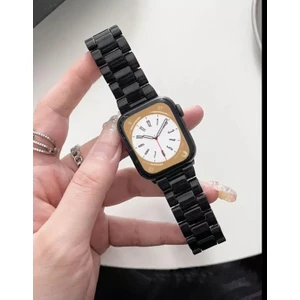 Apple Watch 42 mm / 44MM / 45MM/ 49 mm (Seriler /se/ultra ile Uyumlu)  Reçine Kordon Siyah