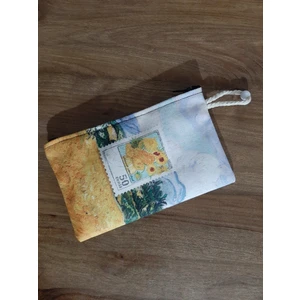 Owl Bag Van Gogh Sanat - 50 Cents Pul Desenli Tasarım Bez Kalemlik-Cüzdan