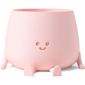 Tombul Oturan Gülen Yüz Saksı Bioplastik Güler Yüzlü Sukulent Saksısı Küçük Boy 0.5lt Soft Pembe