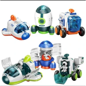 Oyuncak Astronot Uzay Mekiği 6 Parça Set, Roket & Mekik & Uzay Aracı 3 Araç, 3 Astronot